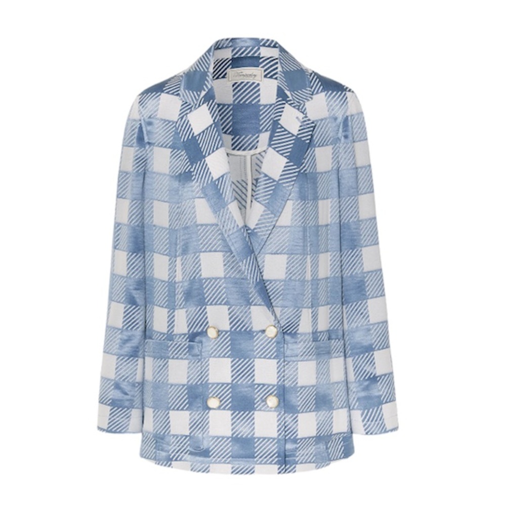 TEMPERLEY LONDON Lena checked satin-jacquard blazer New Size 12 $1277